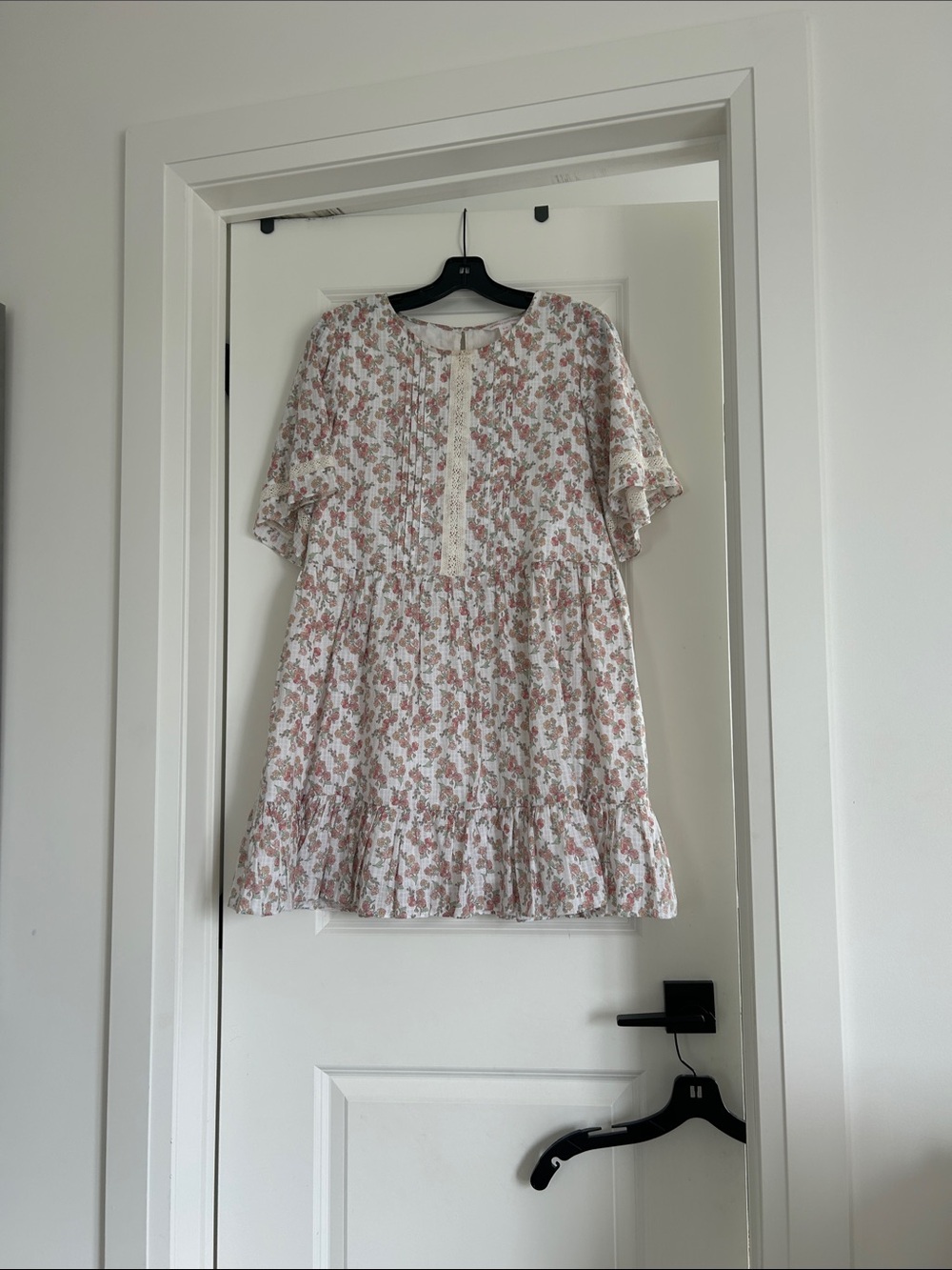 Women's Pink Floral Casual Ruffle Dress